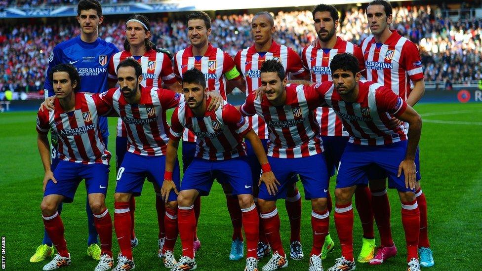 Atletico Madrid team line-up before kick off