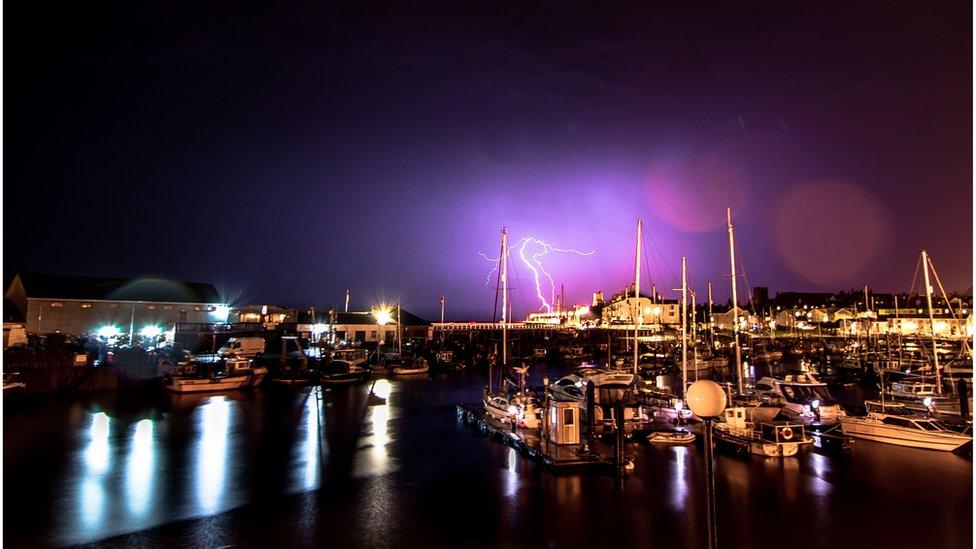 Sebastian Balcombe said he took this photo from his balcony overlooking the marina in Aberystwyth.