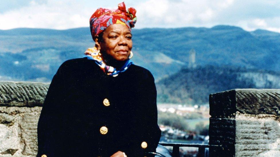 Maya Angelou in Scotland for the BBC programme "Angelou on Burns" in 1996