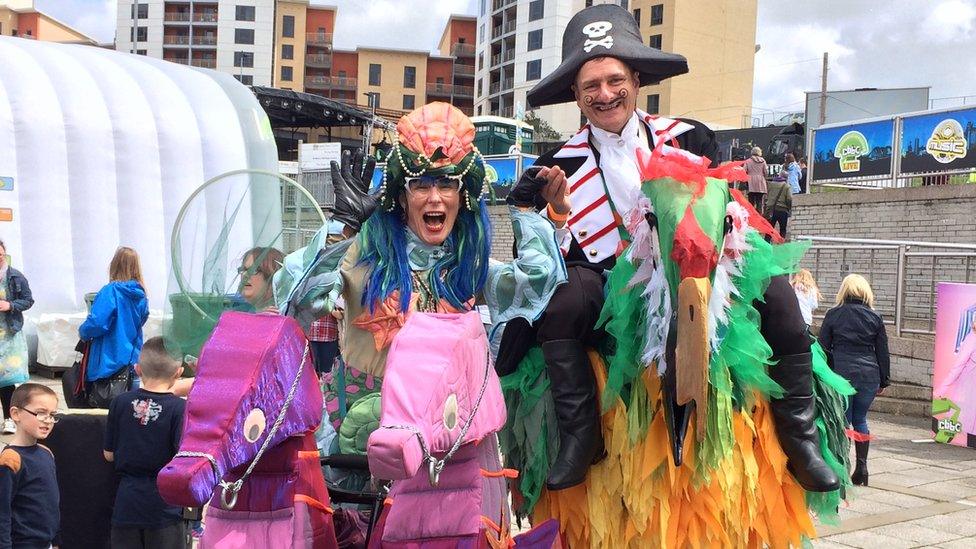 CBBC live in Newcastle Gateshead - two people dressed as a mermaid and a pirate