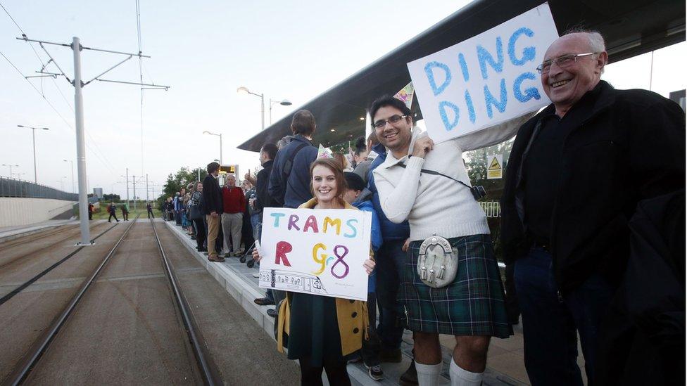 Tram station in Edinburgh