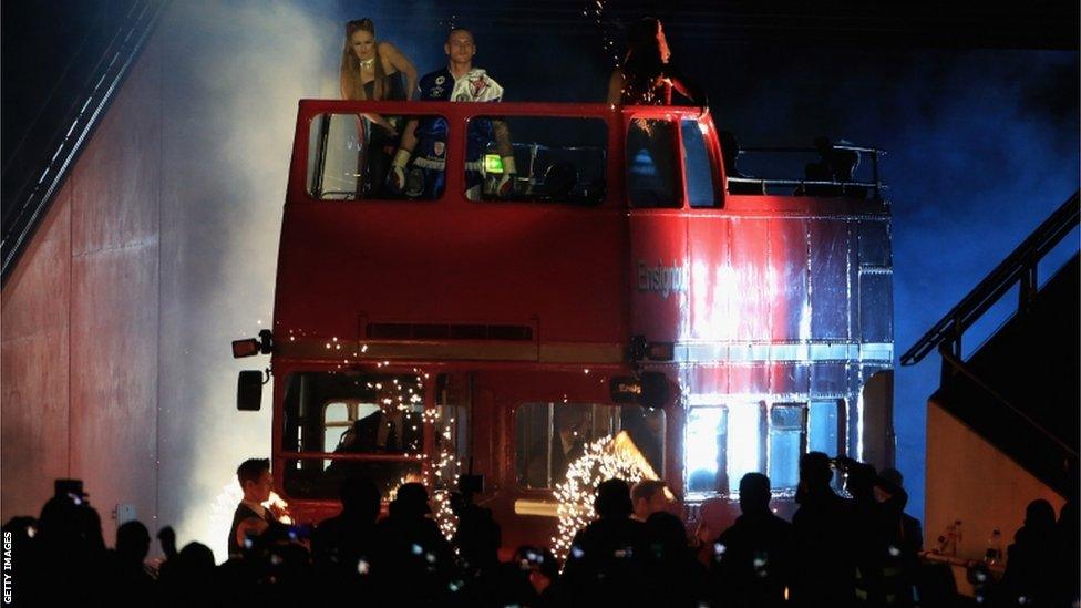 However, it all came together on the night as a record crowd of 80,000 packed into Wembley. Their first glimpse of the two fighters came when George Groves entered the arena on top of a red double-decker bus