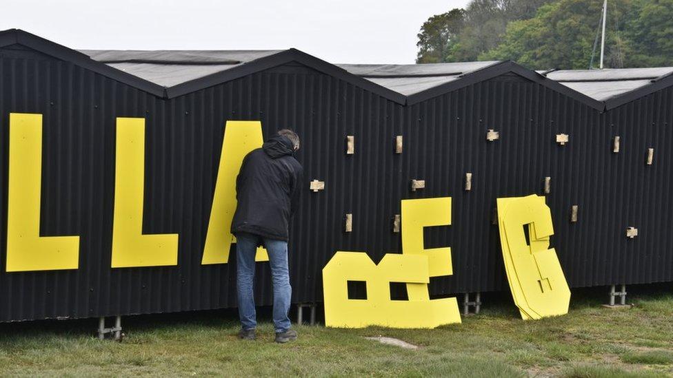 Sign spelling out "Llareggub" at Laugharne, Carmarthenshire