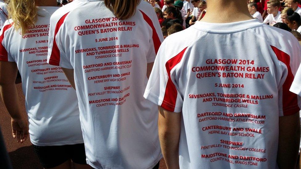 Children in T-shirts promoting the Kent baton relay events