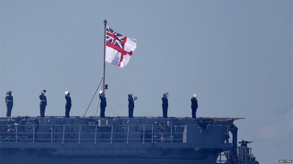 Crew of HMS Bulwark on deck