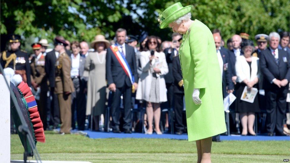 The Queen lays a wreath