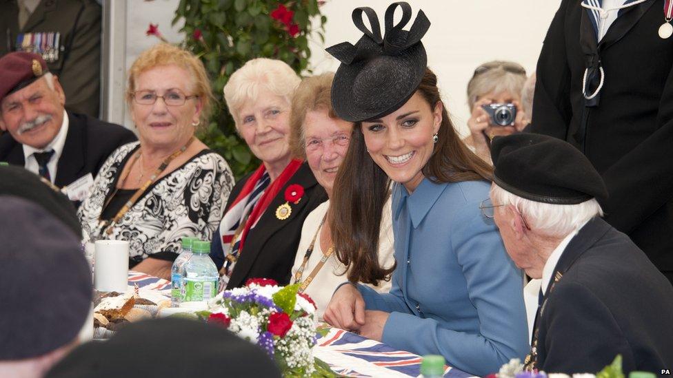 Duchess of Cambridge having tea with veterans