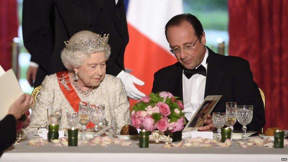 The Queen and President Francois Hollande