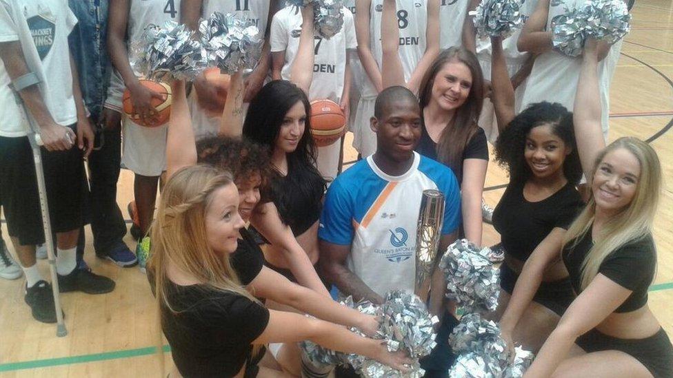 Baton bearer Ashley Cooper visited The Copperbox in time to see his side win the CBL U16 championship