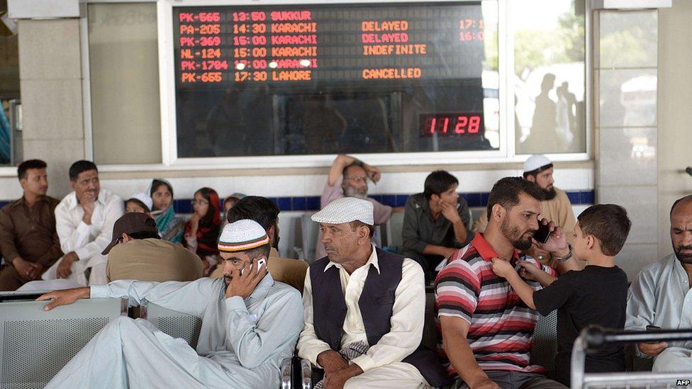 Delayed passengers at Islamabad airport. 9 June 2014