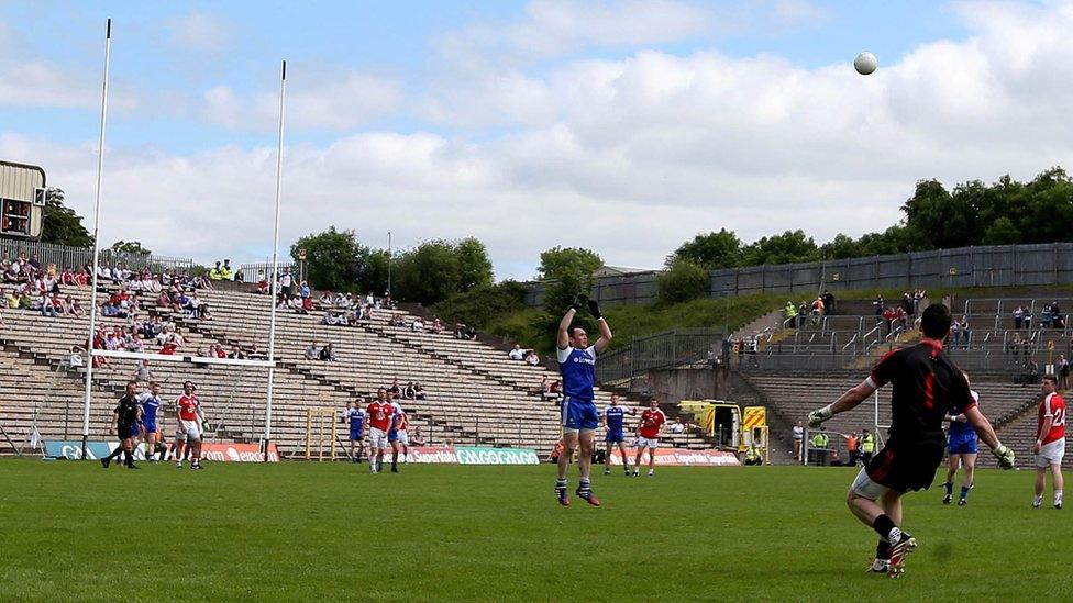 Tyrone keeper Niall Morgan misses the stoppage-time free which would have forced a replay in the Ulster Championship clash with holders Monaghan