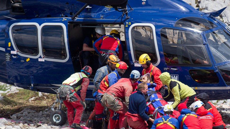 Helicopter takes caver to hospital. 19 June 2014