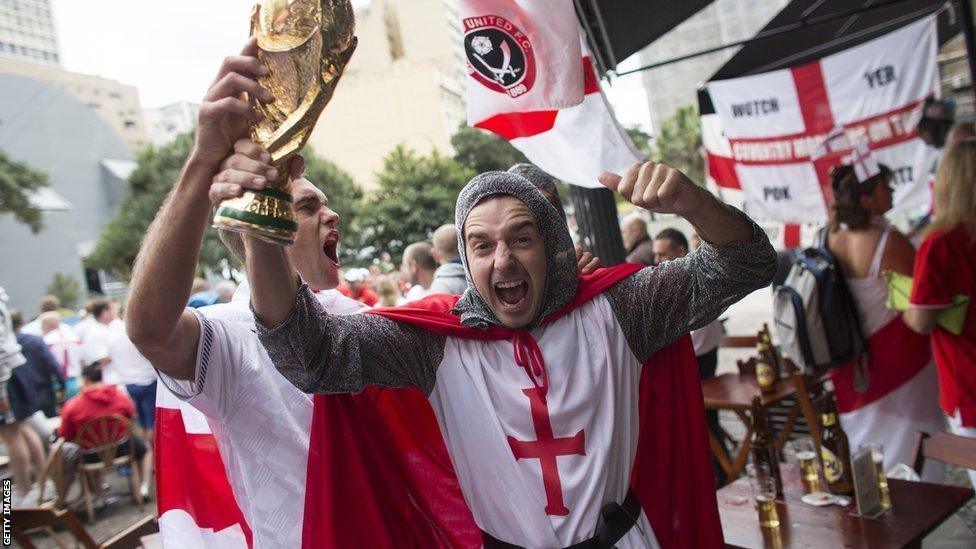 England fans ahead of the World Cup Group D game with Uruguay in Sao Paulo