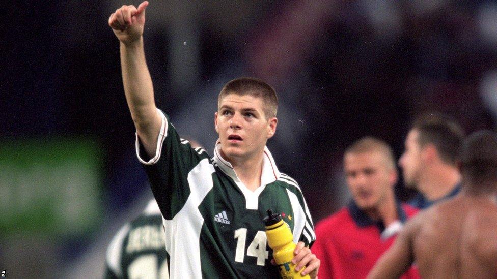 Steven Gerrard in action in Euro 2000 hosted by Belgium and Netherlands