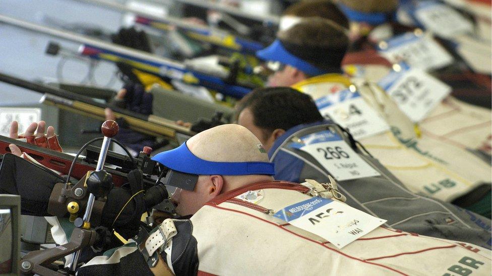 Melbourne 2006: David Phelps (in the foreground) won gold and bronze in the shooting competitions.