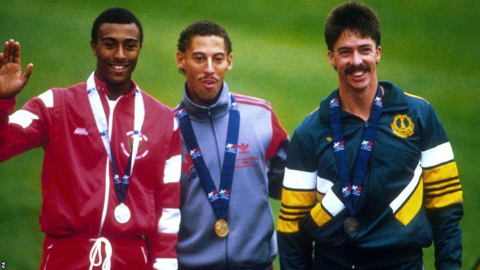 Edinburgh 1986: A young Colin Jackson (left) won silver in the 110m hurdles.