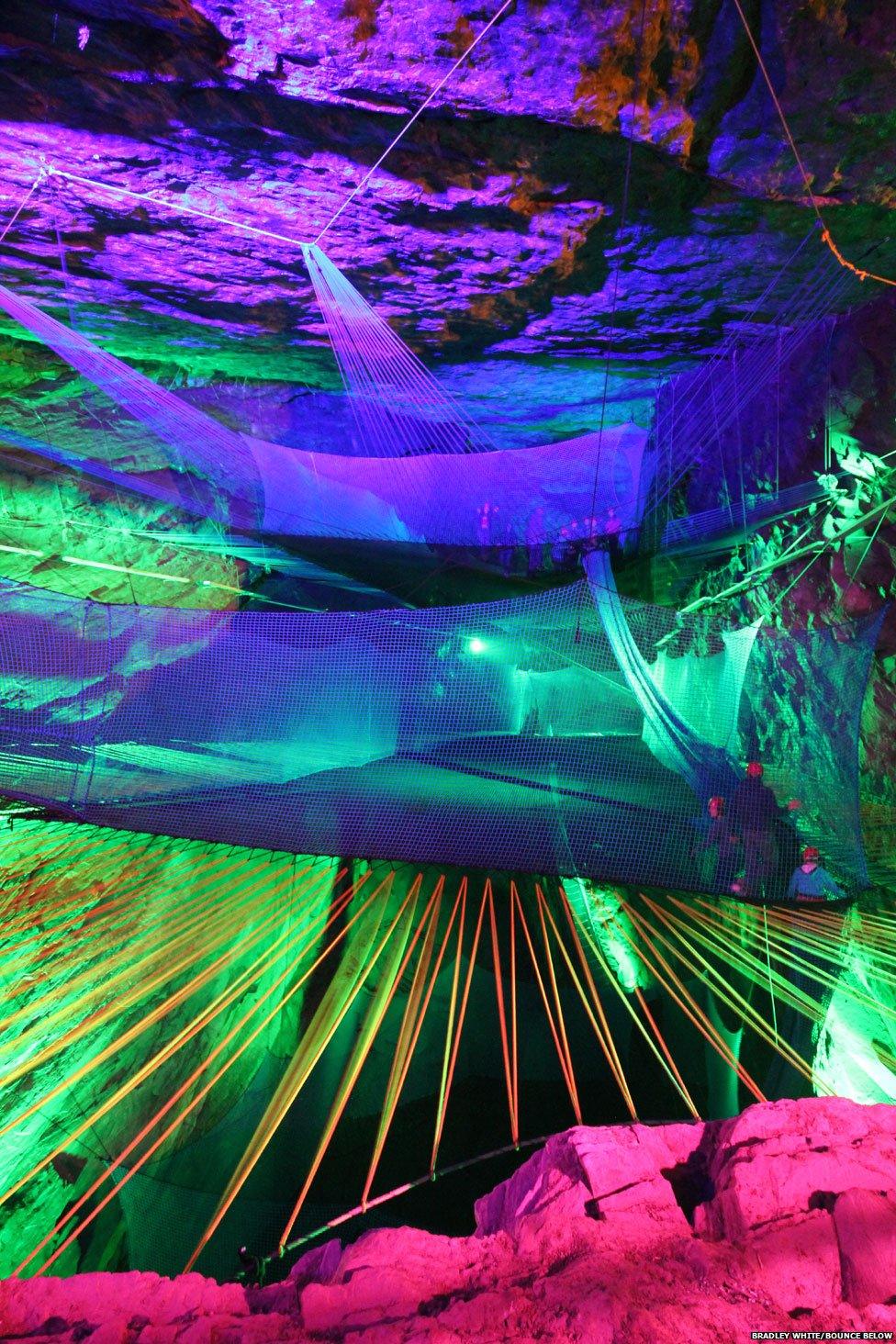 Bounce Below at Llechwedd slate caverns, Blaenau Ffestiniog