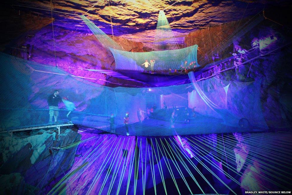 Bounce Below at Llechwedd slate caverns, Blaenau Ffestiniog