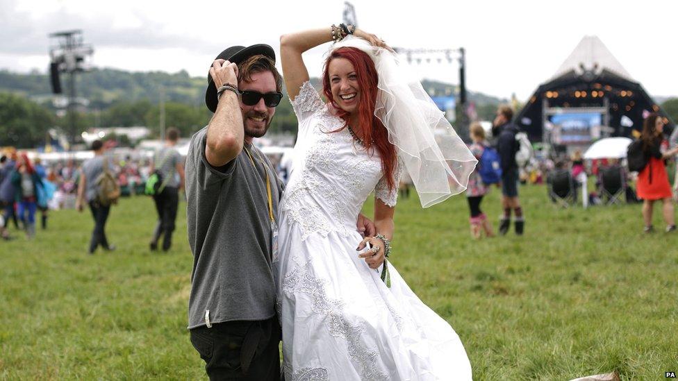 Newly-weds at Glastonbury