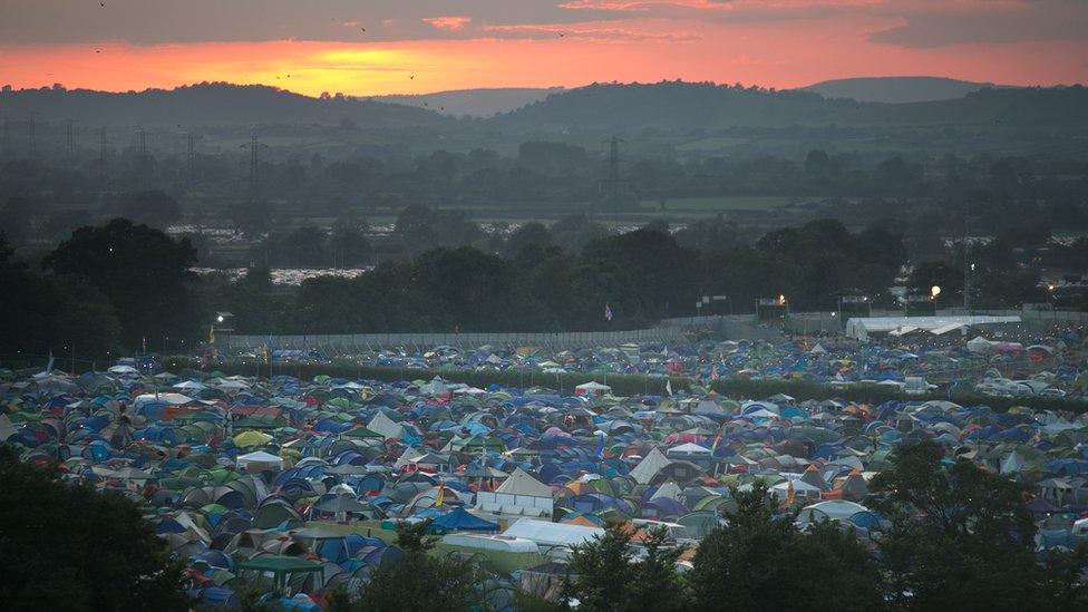 Glastonbury at sunset