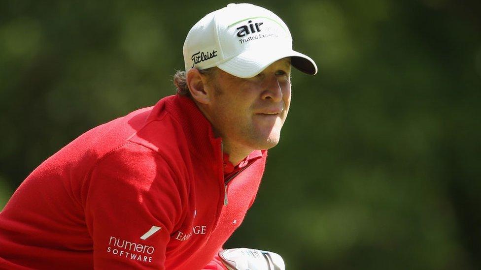 Jamie Donaldson concentrates hard after playing a shot