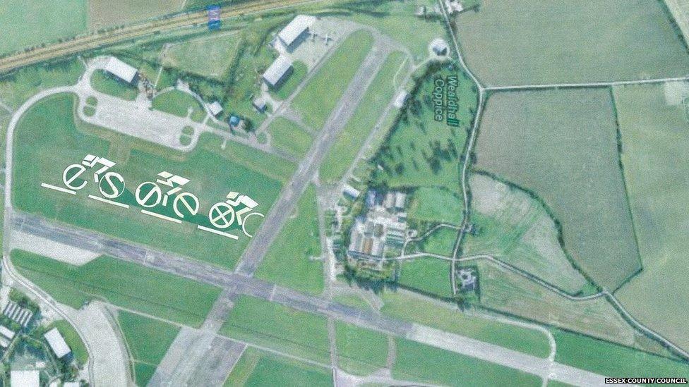 The 'meadow art' at North Weald 'has been carefully chosen so it can be seen from the air', says Essex County Council