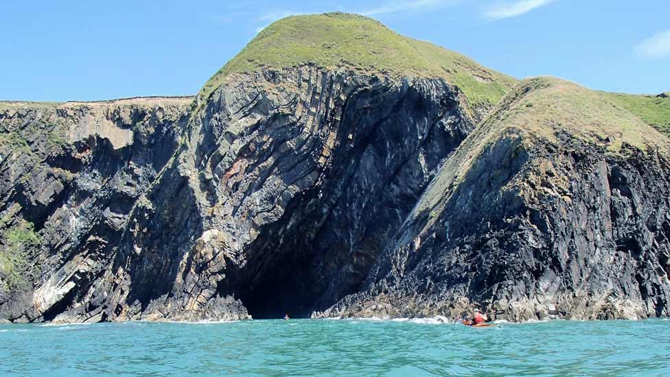 Dramatic folded strata in cliffs near Porth Ceibwr