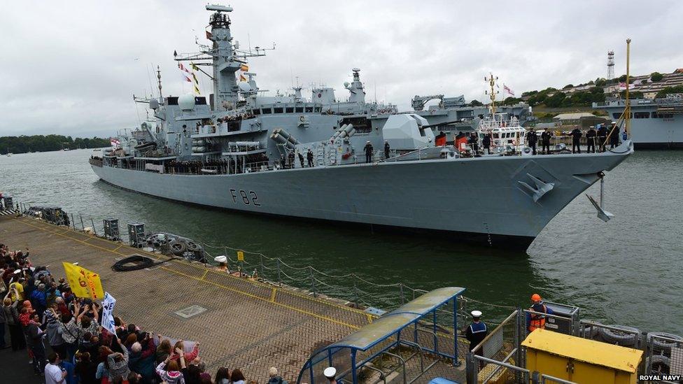 HMS Somerset returns to Plymouth