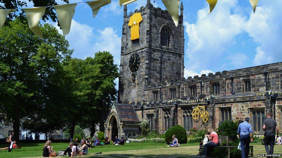 Holy Trinity Church Skipton, North Yorkshire celebrates the Tour's arrival