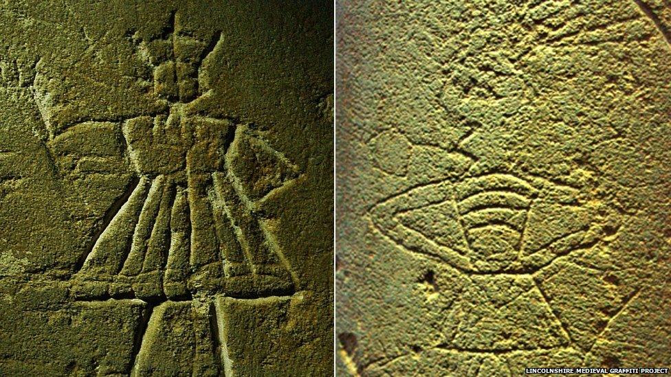 Graffiti figures found in churches in Lincolnshire