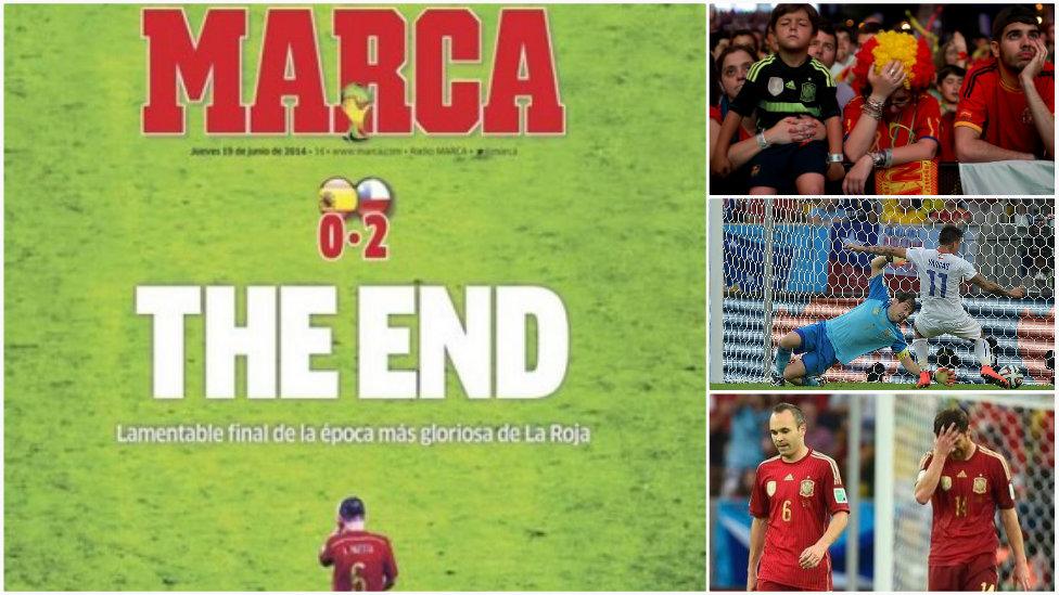 A front page from Marca as Spain crash out of World Cup 2014