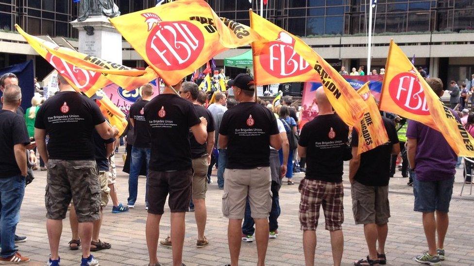 Fire Brigades Union workers join strikes in Portsmouth.