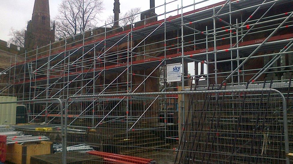 Scaffolding at Coventry Cathedral