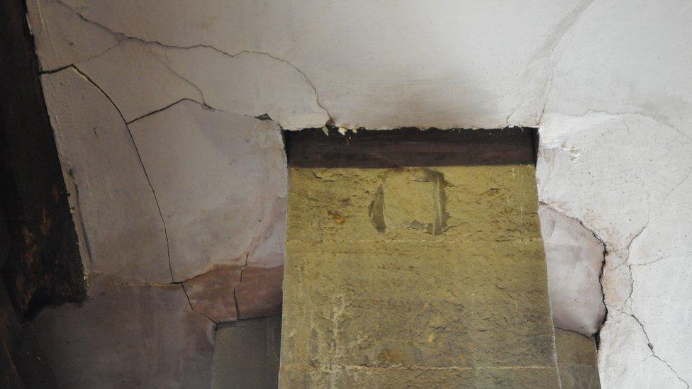 The cracked library ceiling at Worcester