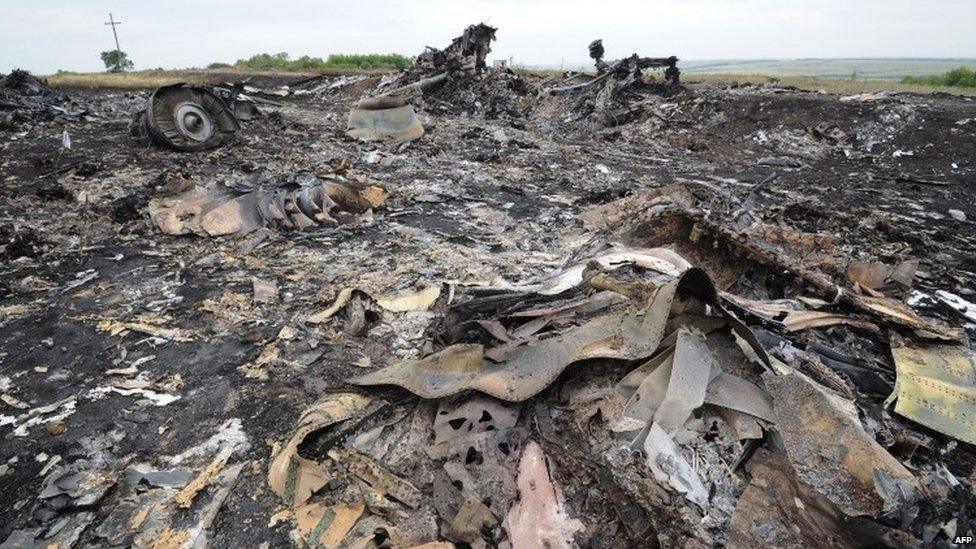 The wreckages of the Malaysia Airlines jet (18 July 2014)