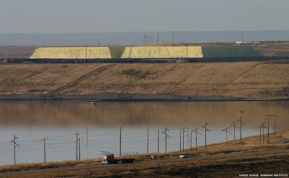 Piles of sulphur near Highway 63