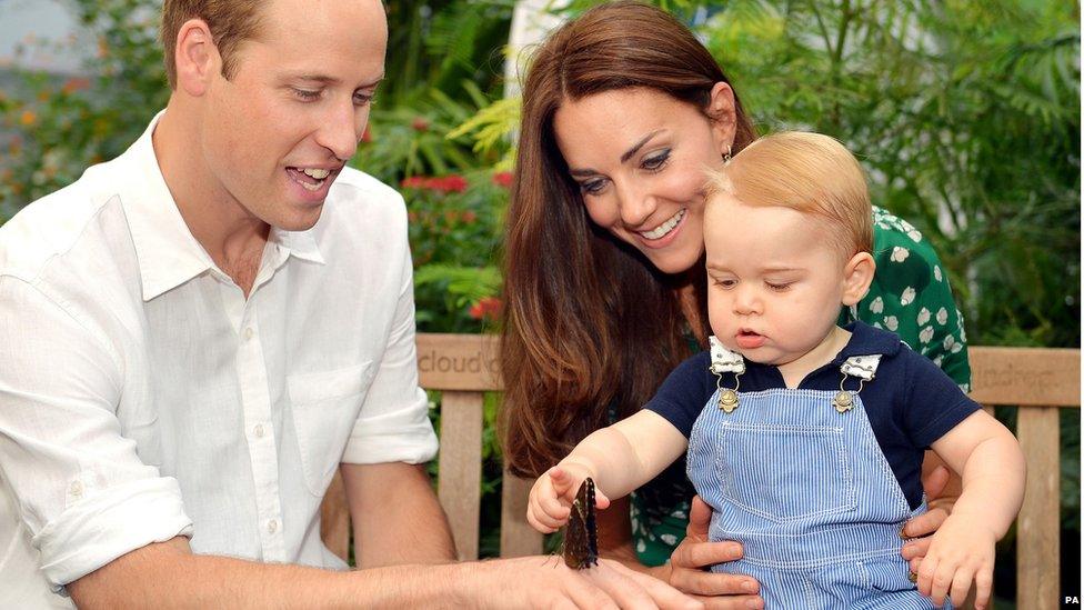 Prince George, with the Duke and Duchess of Cambridge