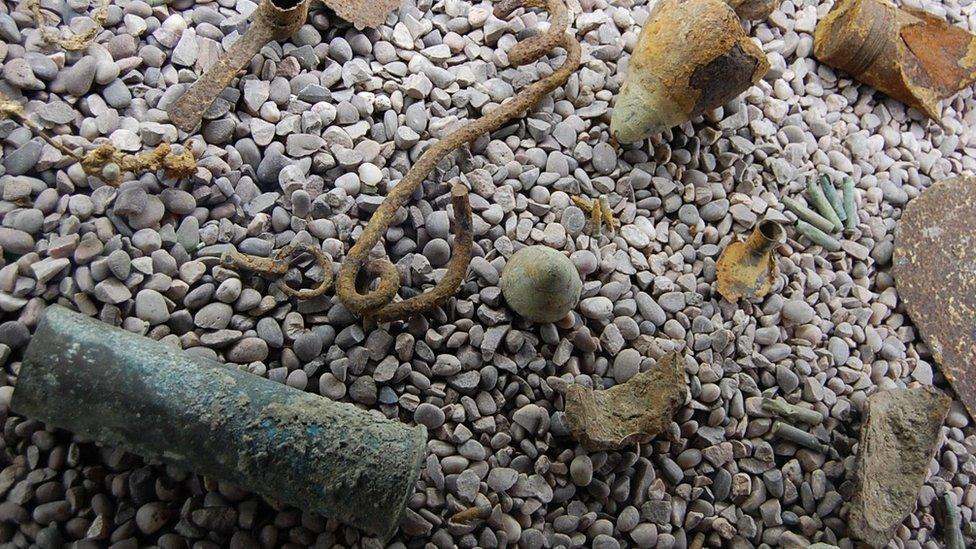 World War One debris artefacts including rifle rounds