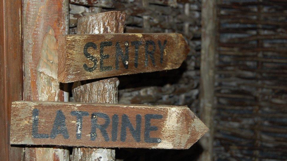 Signs in the mock World War One trench at The Keep