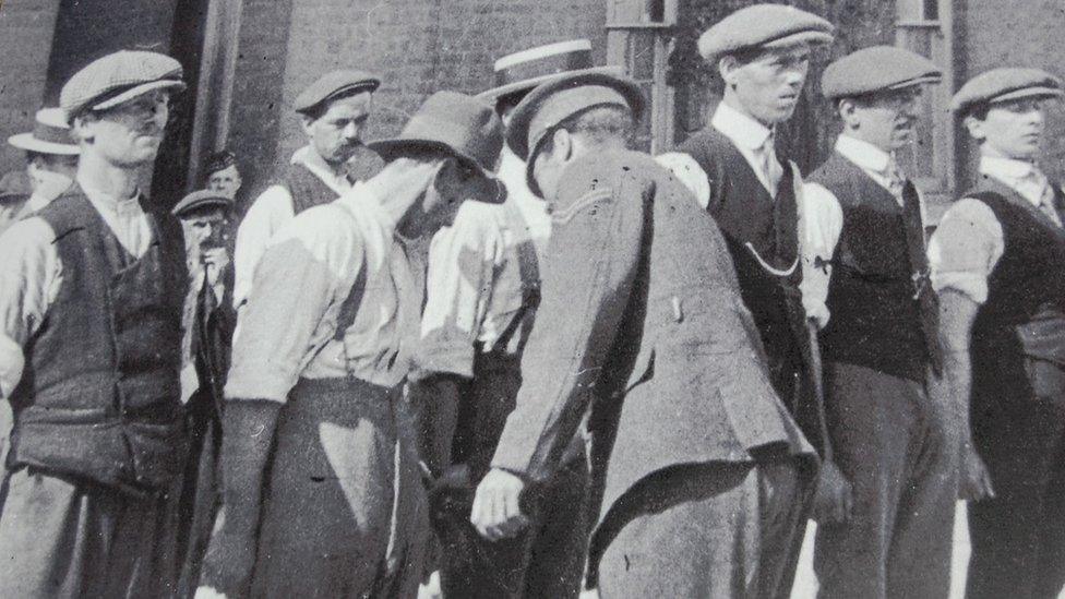 New recruits to the Dorsetshire Regiment are inspected