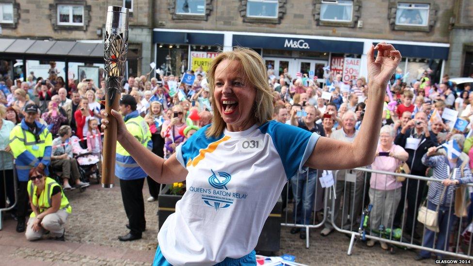 Clare Grogan with Queen's Baton