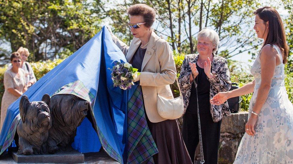 Princess Anne unveils Skye Terrier statue