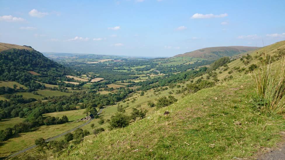 Looking north over the Brecon Beacons National Park towards Sennybridge