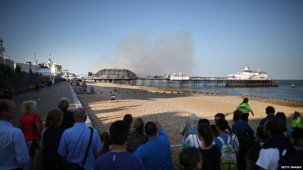 Eastbourne pier on fire