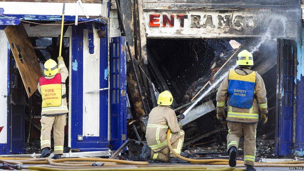 Firefighters at the scene of the Bournemouth Pier blaze