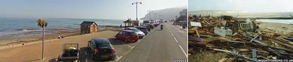 Shanklin esplanade and pier destruction