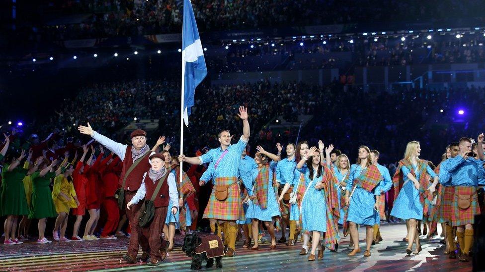 Team Scotland at the opening ceremony