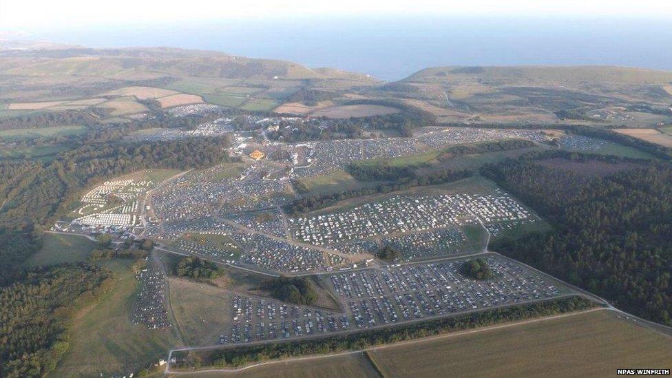 Camp Bestival site from police helicopter