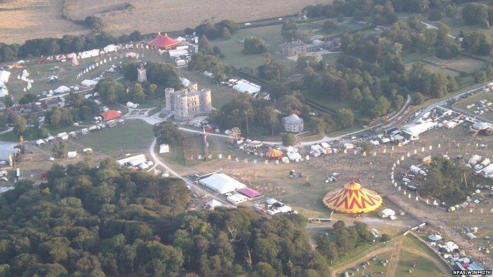 Aerial photo of festival site from police helicopter