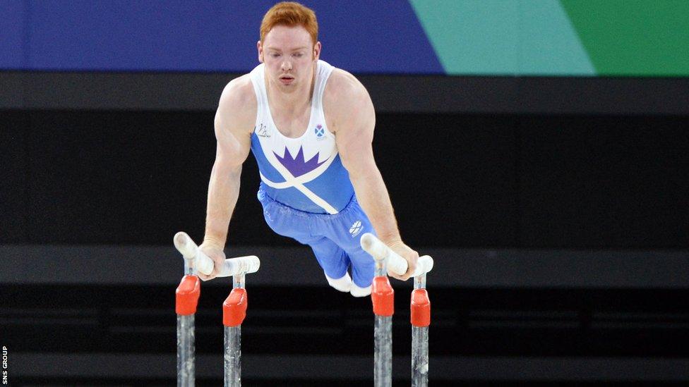 Dan Purvis won his third medal of the Games with a fantastic display on the parallel bars.